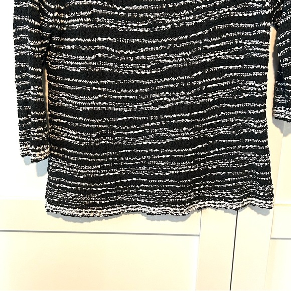 Eileen Fisher Women's Black and White Striped Nubbly Cotton‎ Sweater in Size XL - Picture 4 of 12